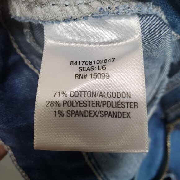 BONGO Womens Denim Shorts SZ Jr. 9 Medium Wash Raw Hem Distressed‎ Lace Y2K - Picture 5 of 8